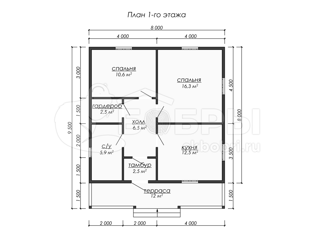 План брусового дома 6х4