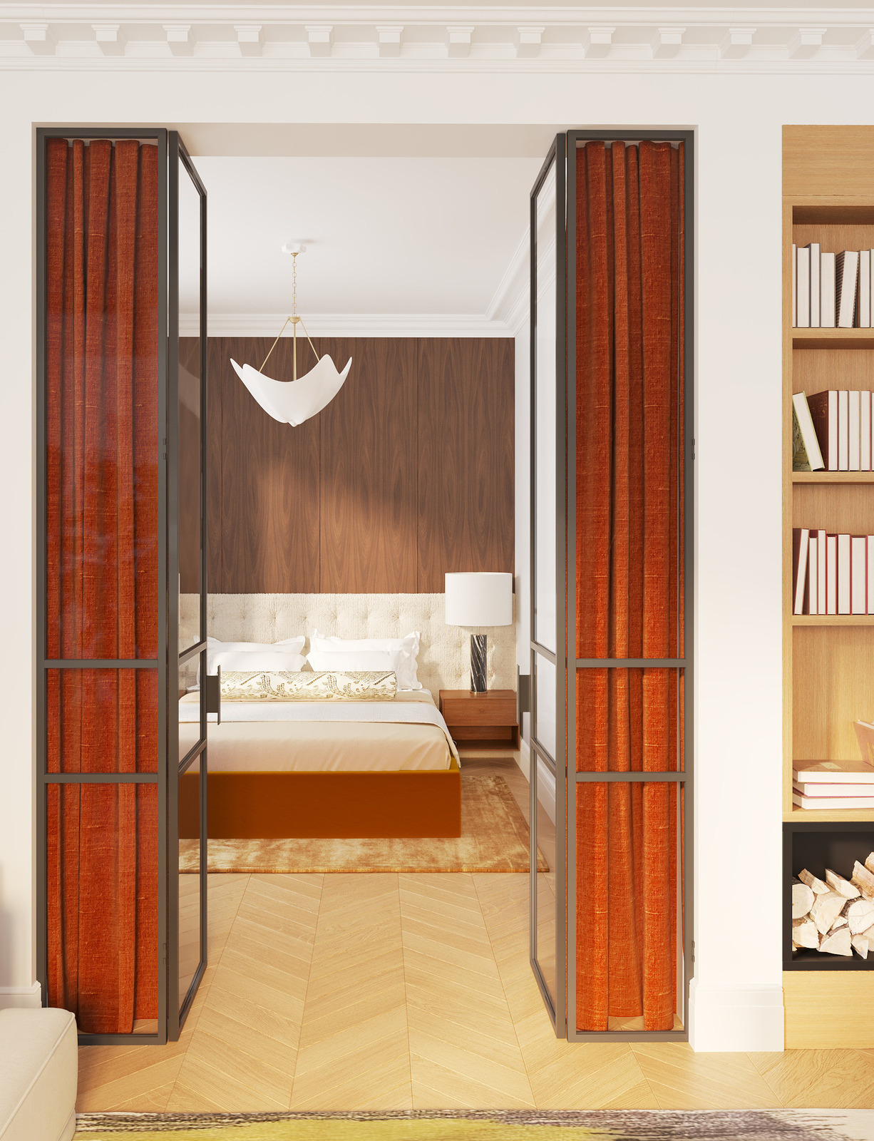 Светильники Arteriors Home в спальне дизайн-проекта Екатерины Фёдоровой