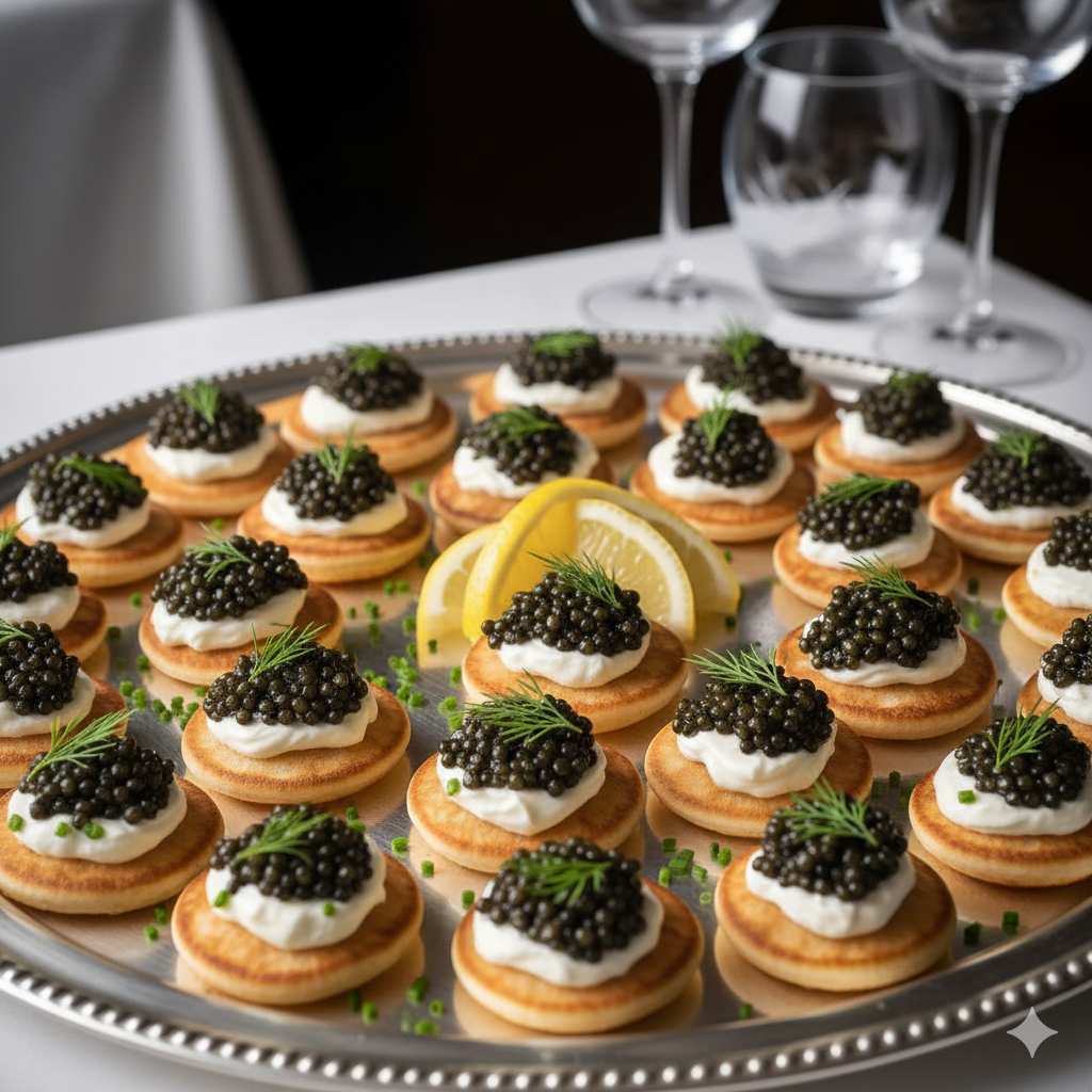 канапе с черной икрой