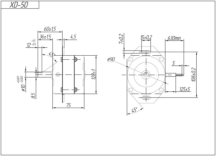 Чертеж электродвигателя XD-50