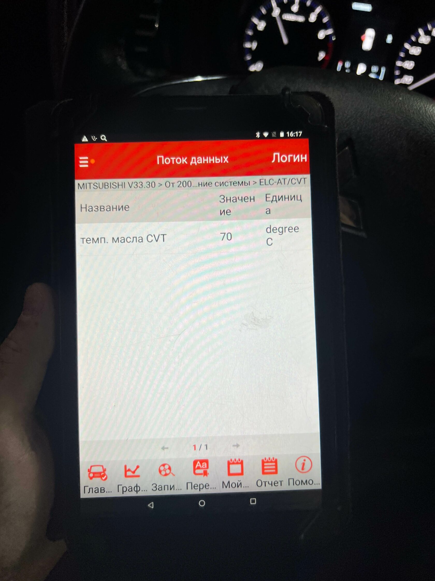 Диагностика вариатора Mitsubishi сканером