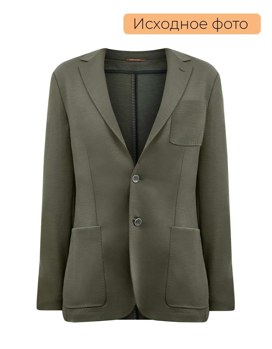 зеленый пиджак на белом фоне на невидимом манекене