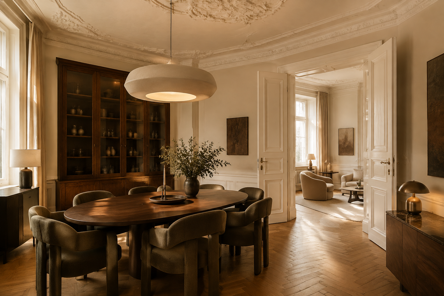 Wohnzimmer mit Sofa und Pflanze
