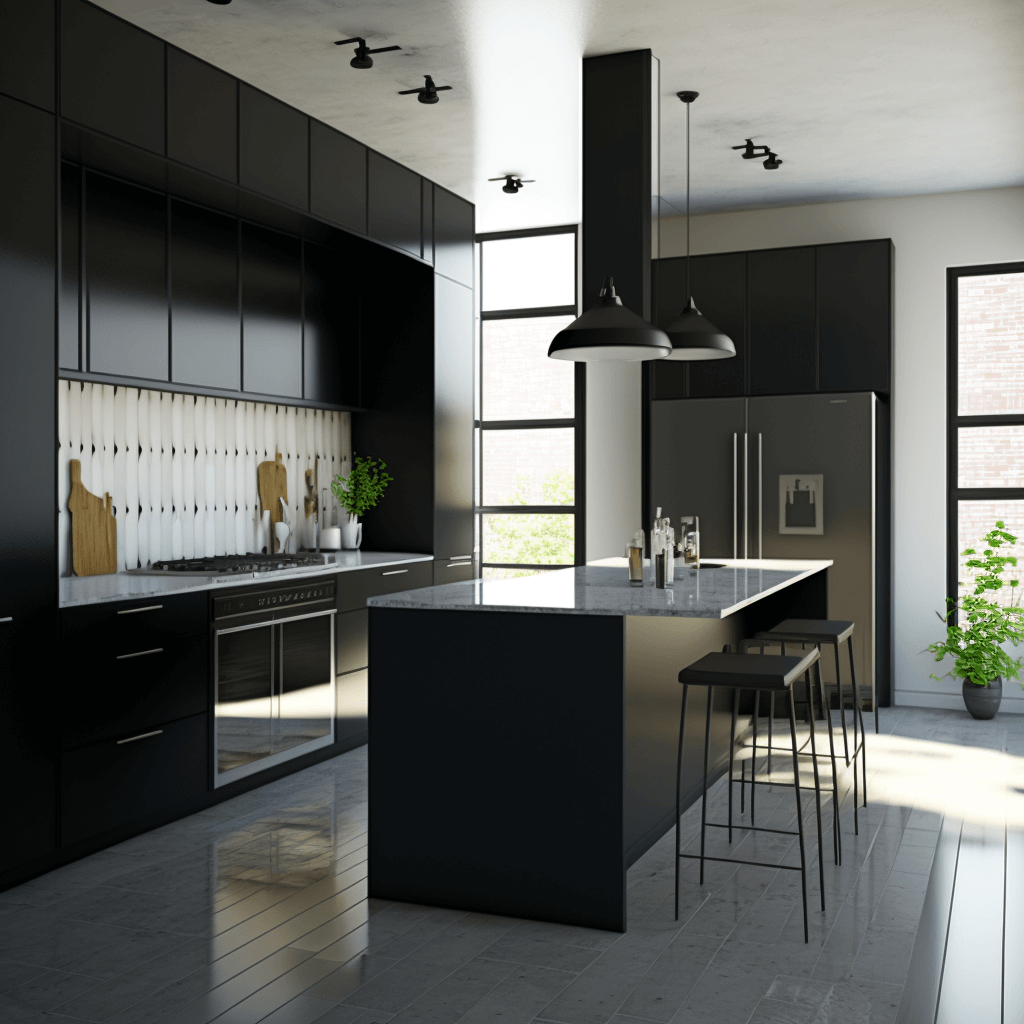 A stunning, high-resolution image of a sleek, modern kitchen, created with brignter3g