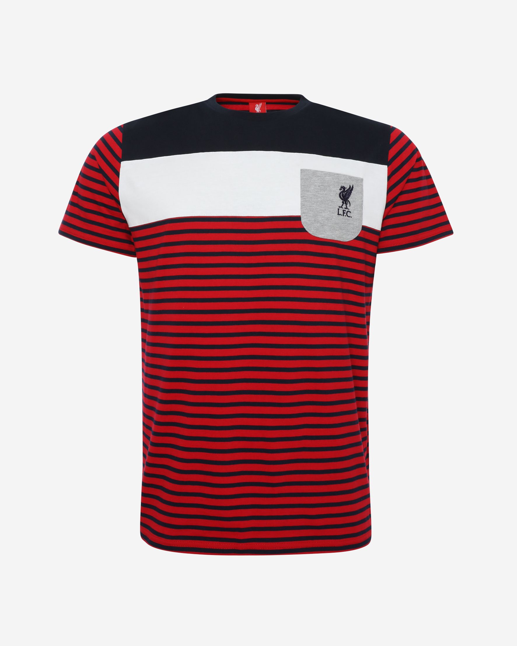 Navy red. Черно-красный топ в широкую горизонтальную полоску.