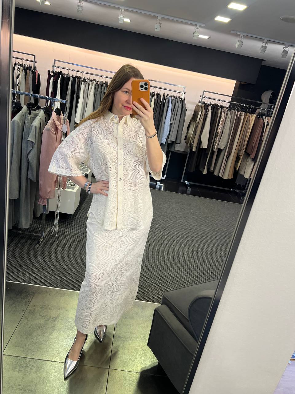 Блузка и юбка макси из натурального хлопка