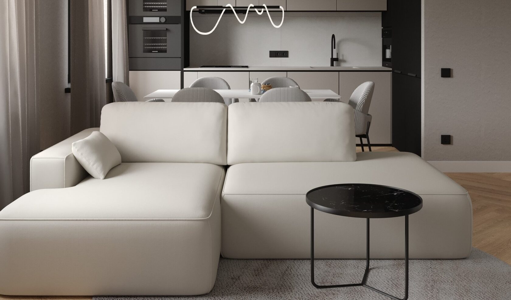 современный дизайн дивана бежевый