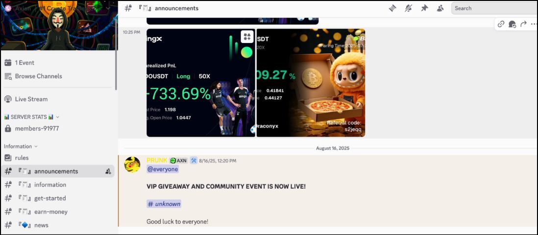 Axion Crypto-Community: Best for Free Signals