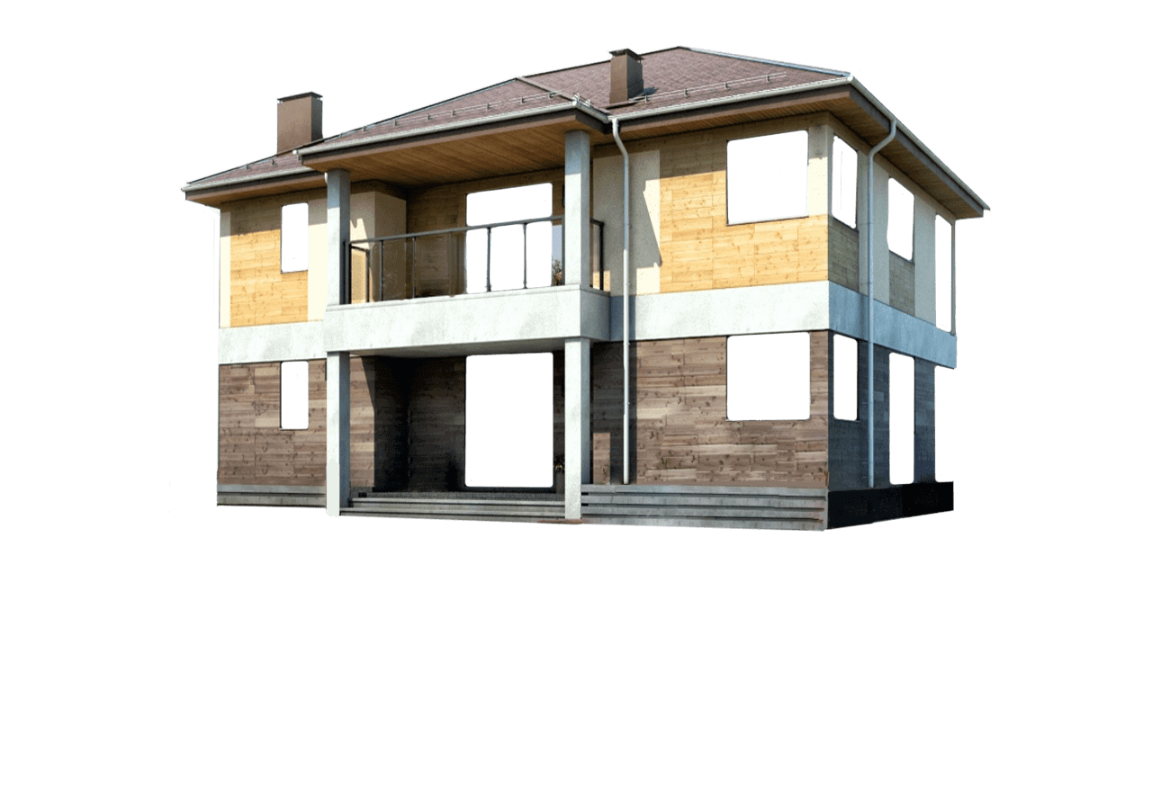 Фасад частного дома без окон