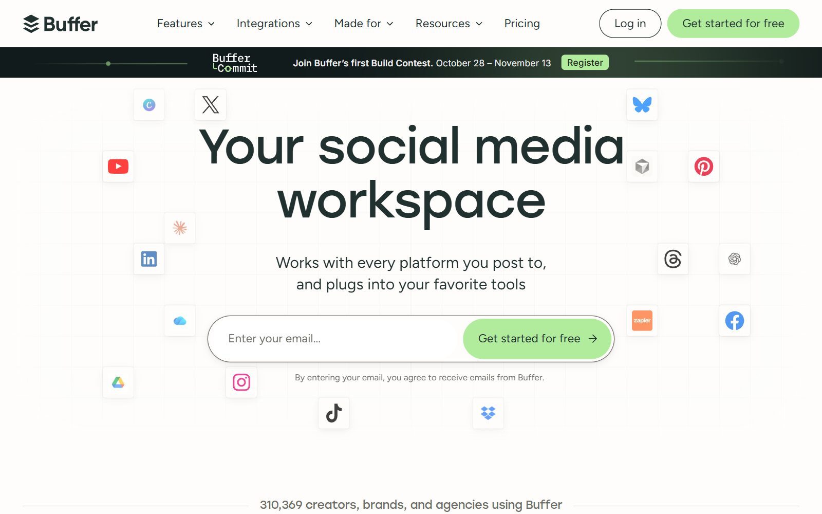 Buffer homepage screenshot (October 2026)