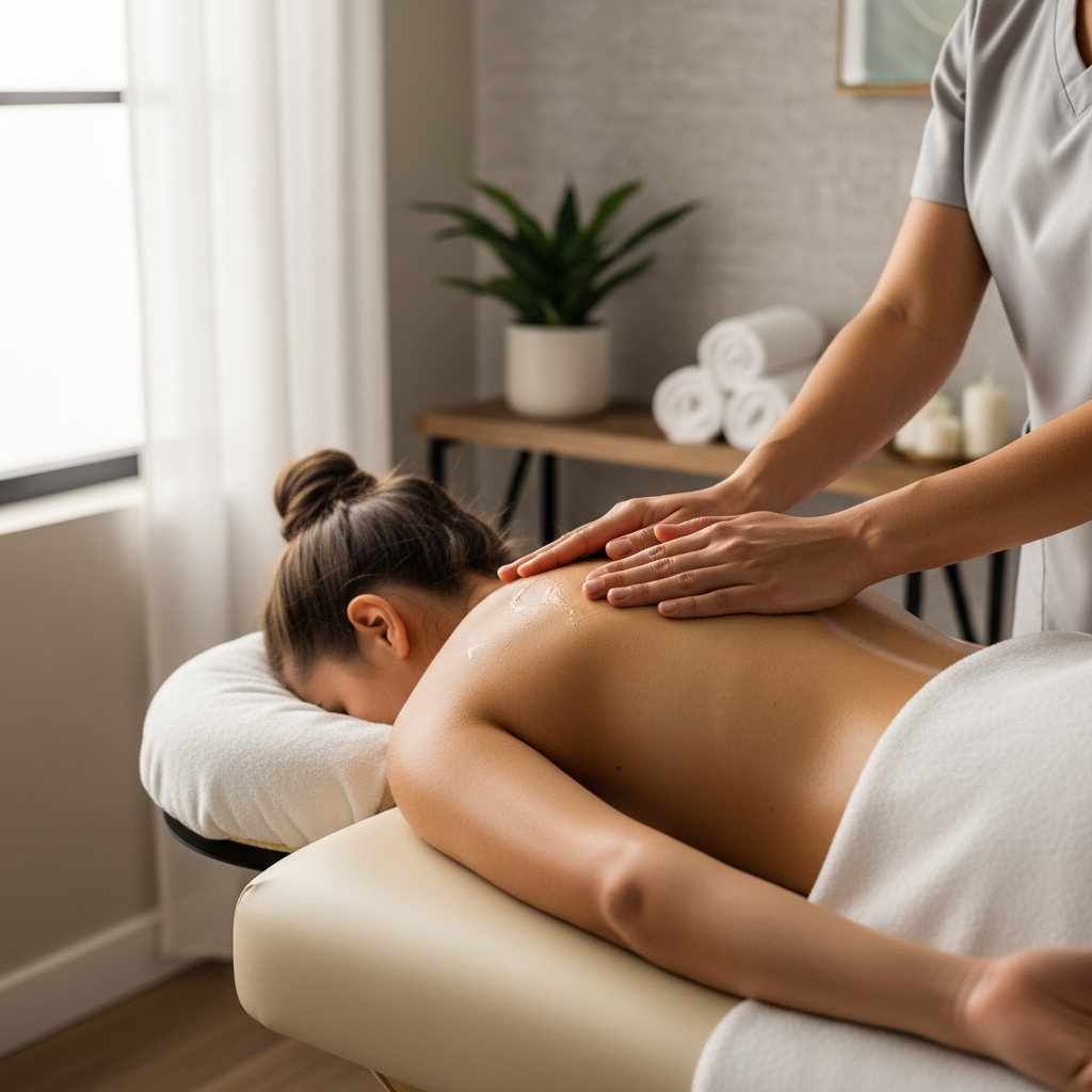 Шведский массаж спины в спокойной студии