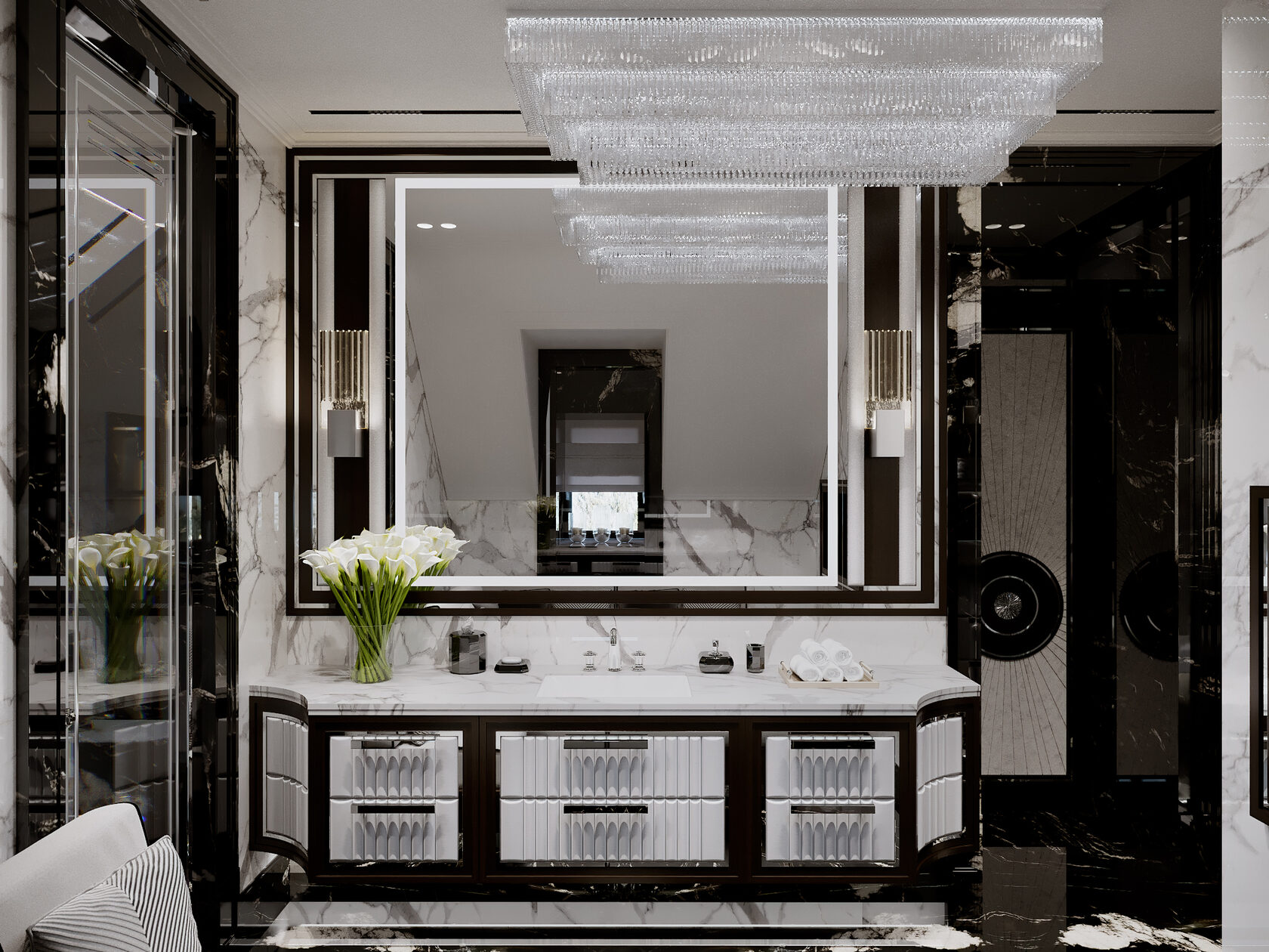 Дизайн интерьера мастер-санузла в стиле ар-деко