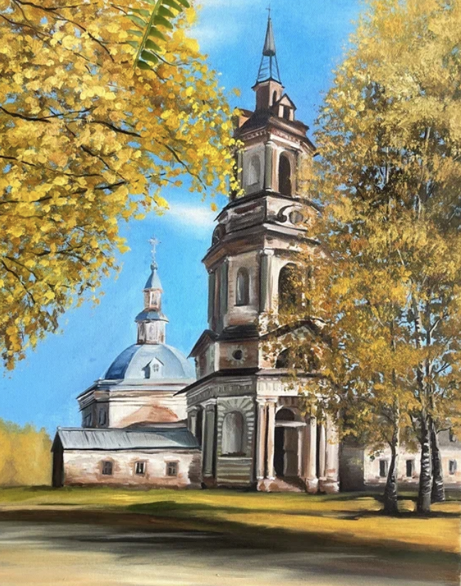 Осенний пейзаж — картина маслом