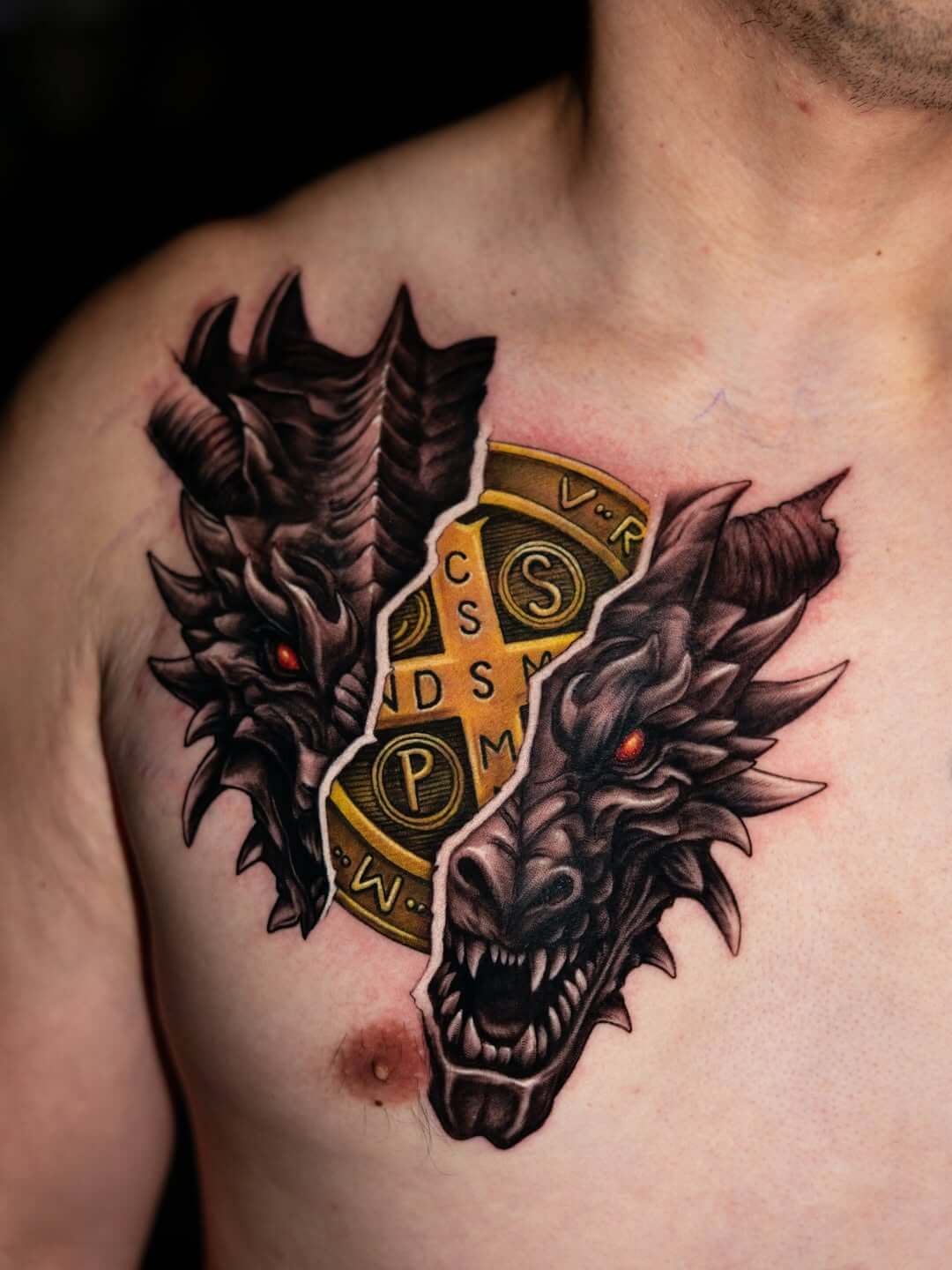 dragon tattoo on the chest