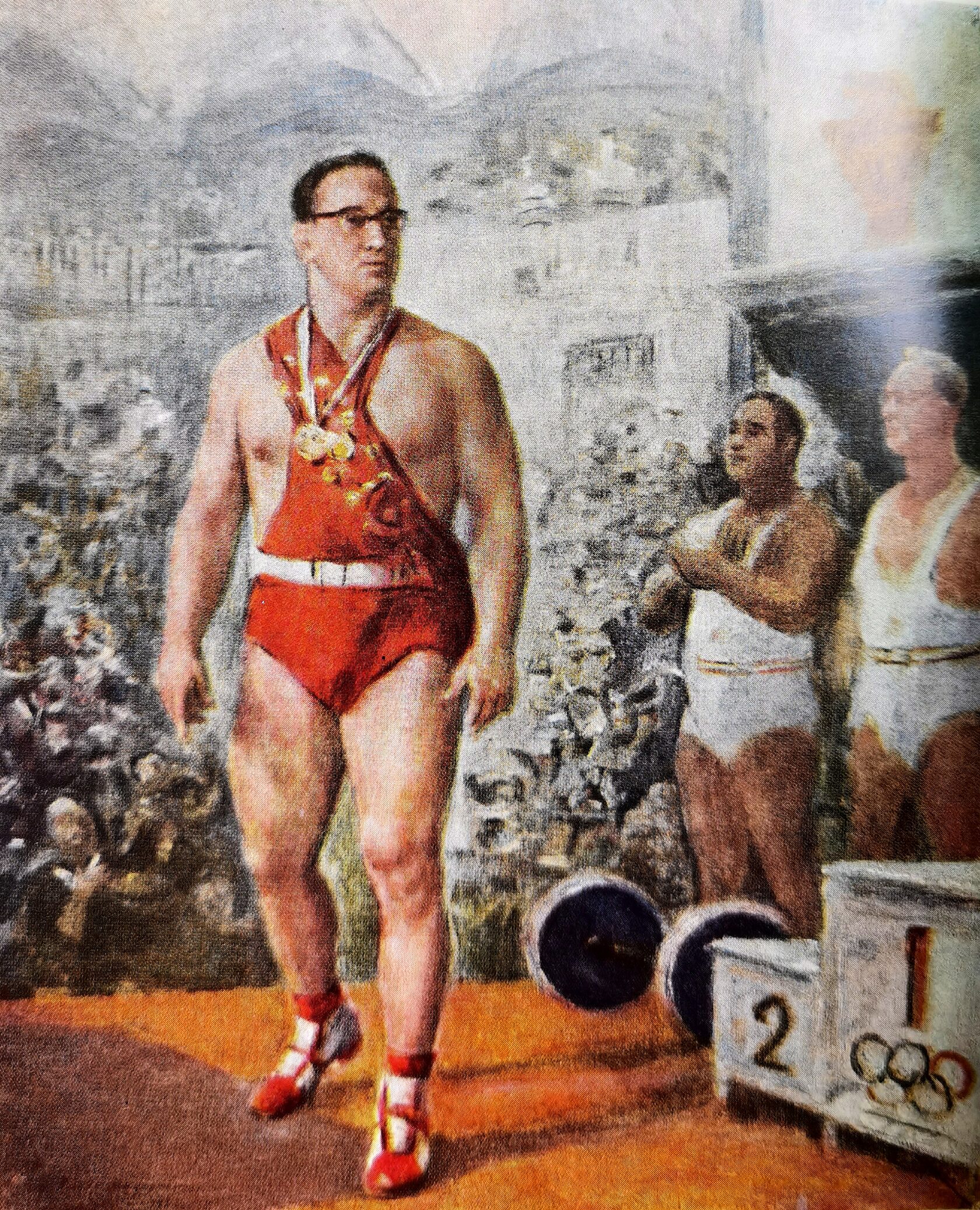 Чемпион мира штангист Юрий Власов на Олимпийских играх в Риме, 1962 г.