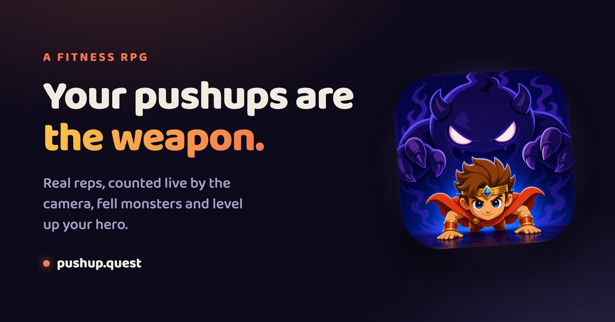 Pushup RPG — фитнес-игра, где камера считает отжимания, а каждое повторение — удар