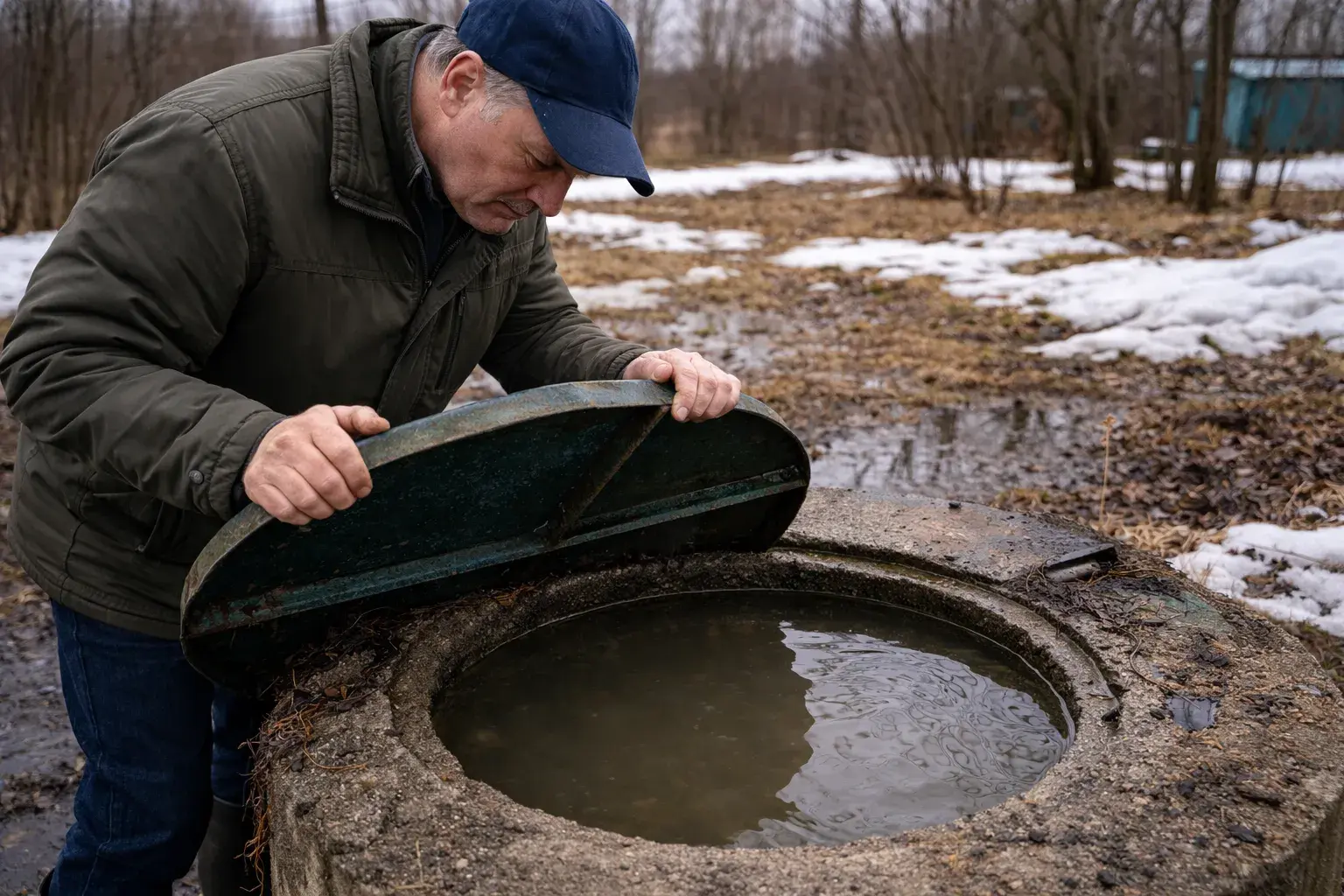 Весной вода в колодце помутнела