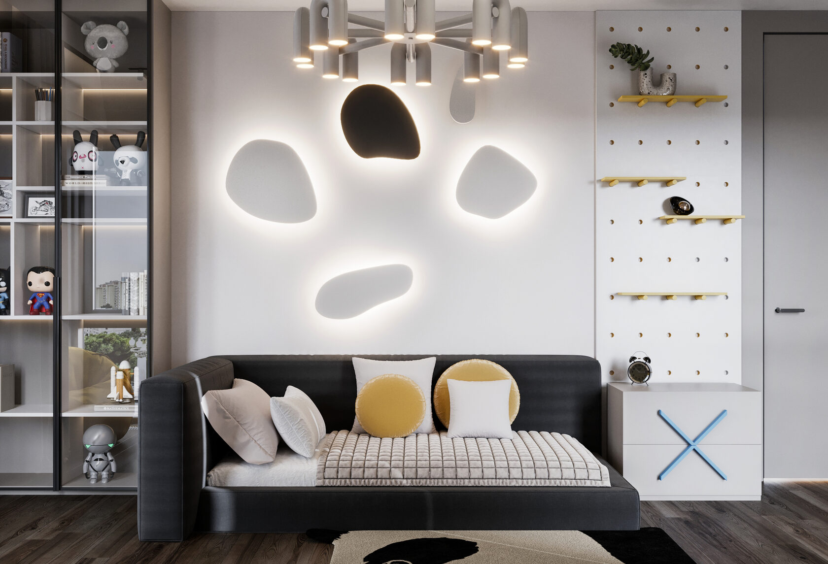 Дизайн интерьера комнаты для сына, воздушность и брутальность в одном пространстве