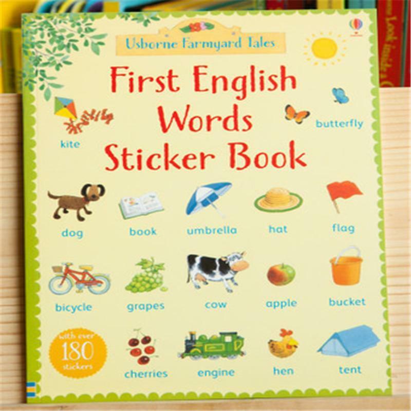 Игра в слова книга. First English Words Sticker book. Первая английская книга. Usborne book English. First English Words Usborne Sticker.
