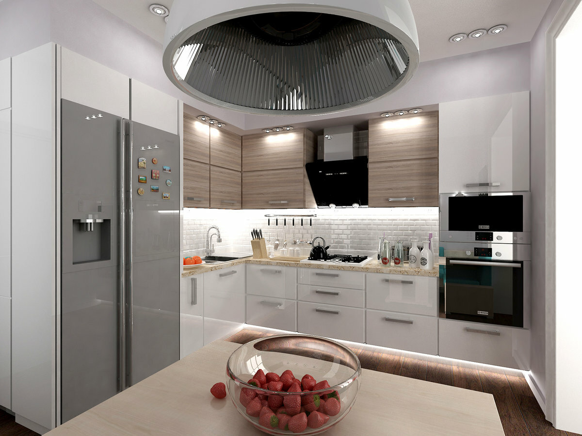 Кухонный гарнитур угловой для кухни 9 кв м фото дизайн с холодильником