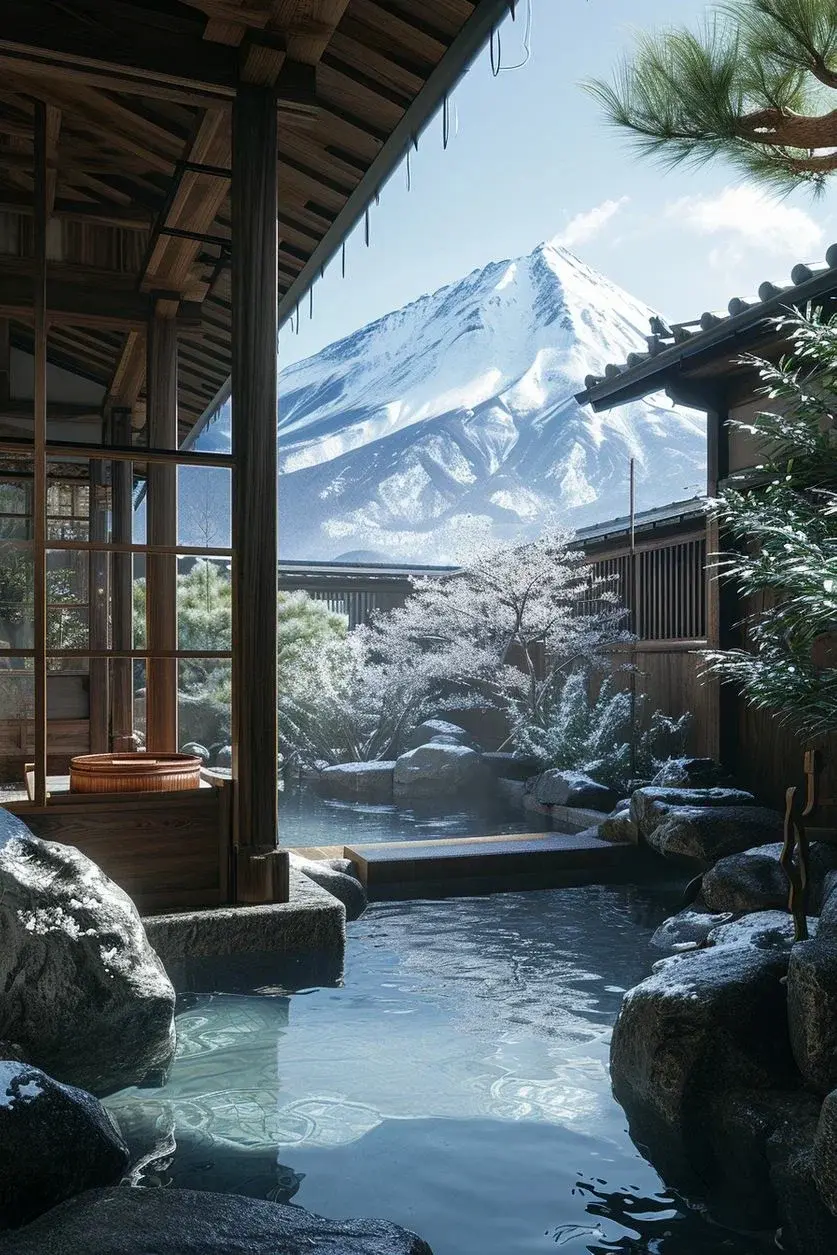 Онсэн-отель в Хаконе с видом на Фудзи