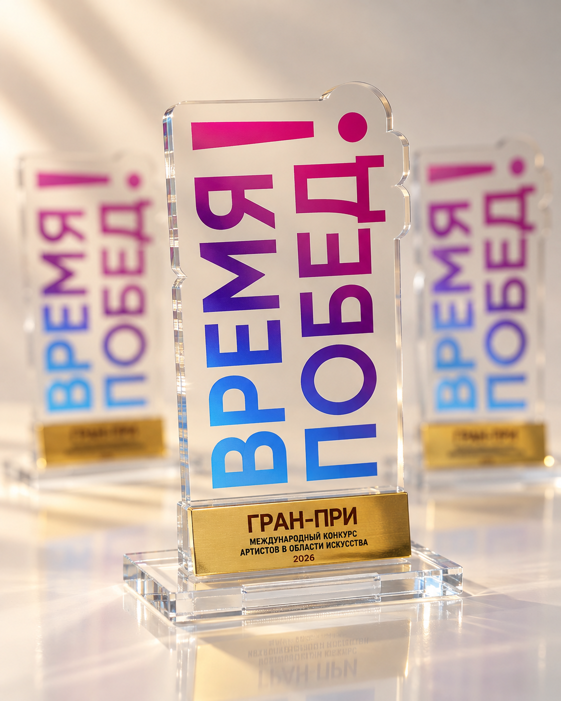 Фирменный стеклянный кубок проекта ВРЕМЯ ПОБЕД