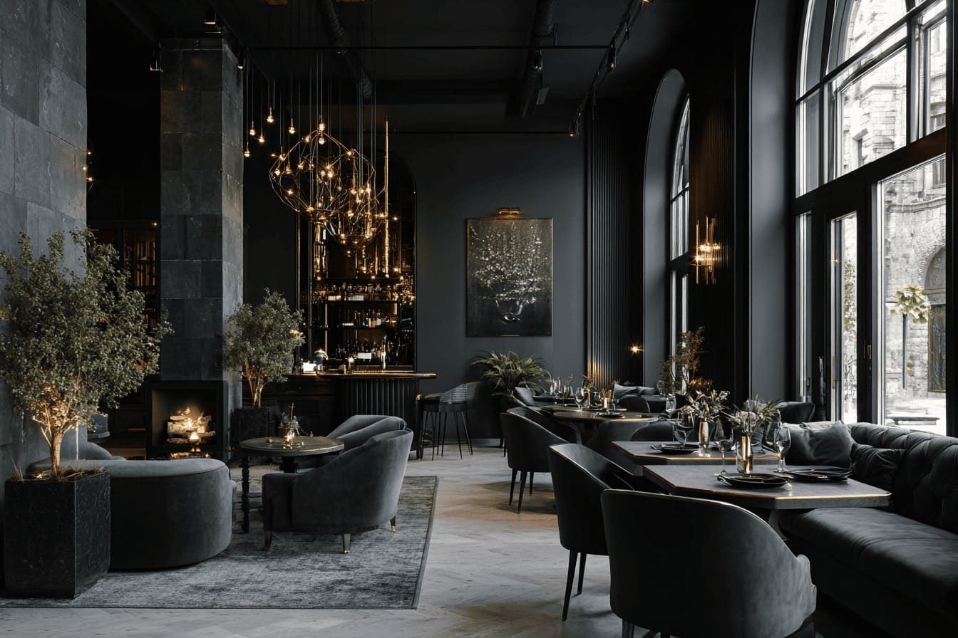 Ресторан в черном цвете