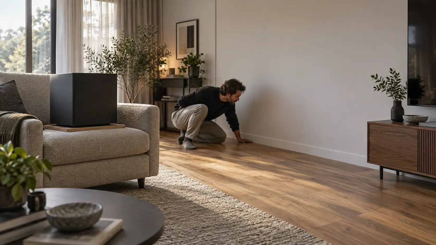 Поиск места для сабвуфера методом subwoofer crawl