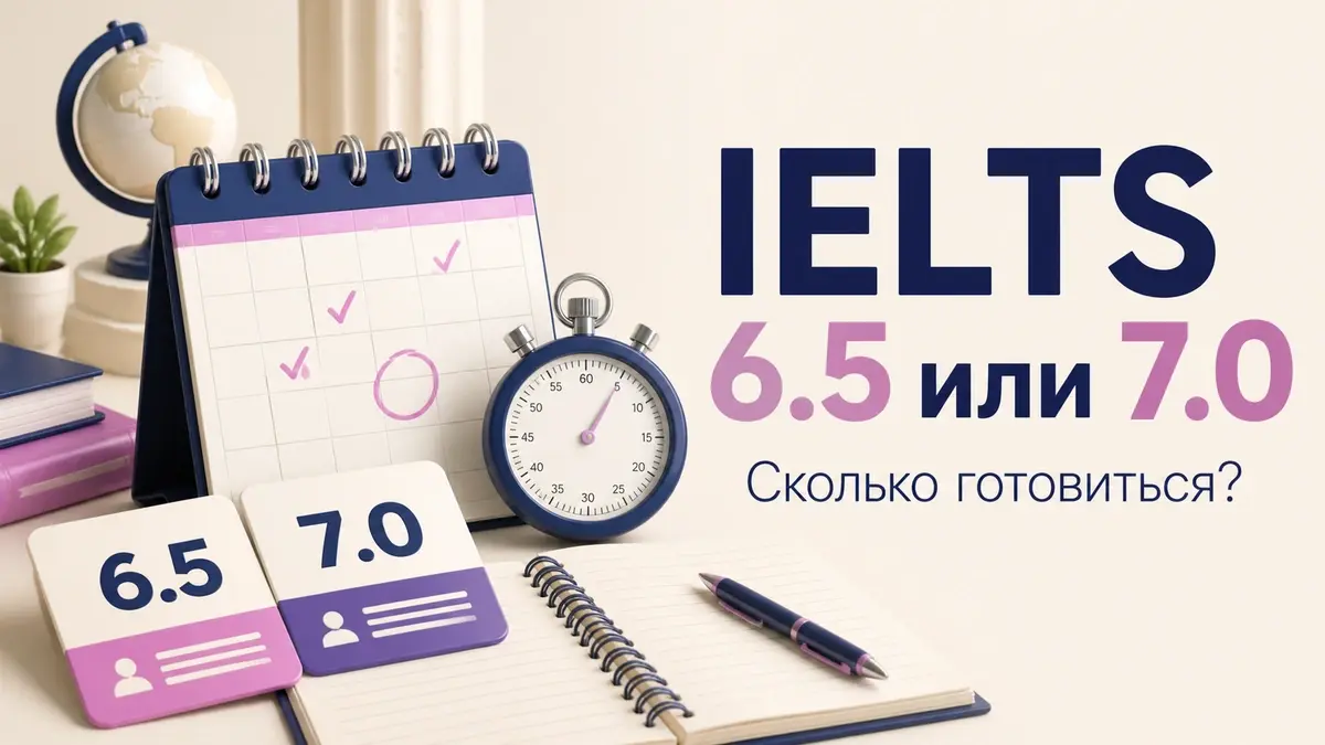 Иллюстрация к статье: Сколько готовиться к IELTS на 6.5 и 7.0: сроки для уровней B1 и B2