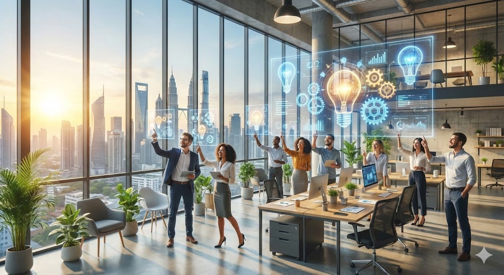 Вдохновляющая атмосфера будущего и технологий