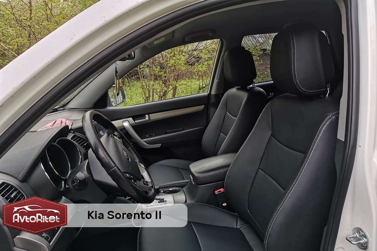 Каркасные чехлы на сиденья Kia Sorento 2, модельные из экокожи, фото  салона, заказать с установкой, отзывы