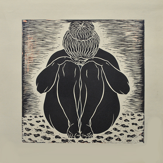 engraving linocut Nude
