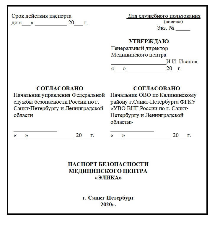 Образец паспорта безопасности территории муниципального образования