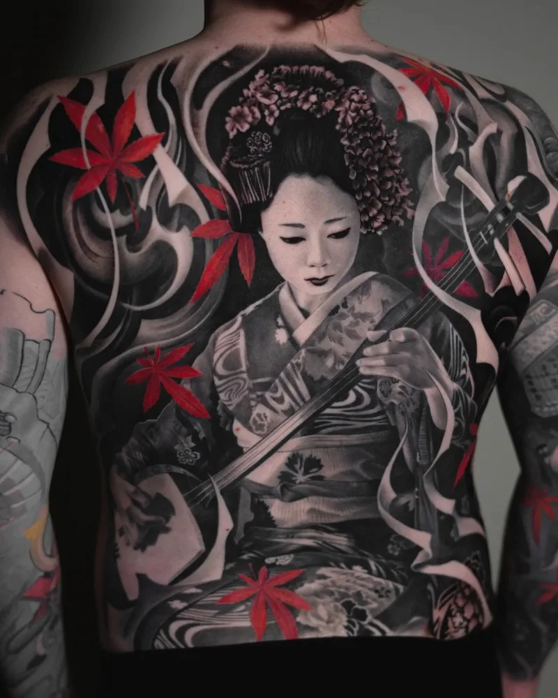 geisha back piece Rinat Mingazdinov