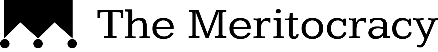 upside crown logo next to The Meritocracy wordmark