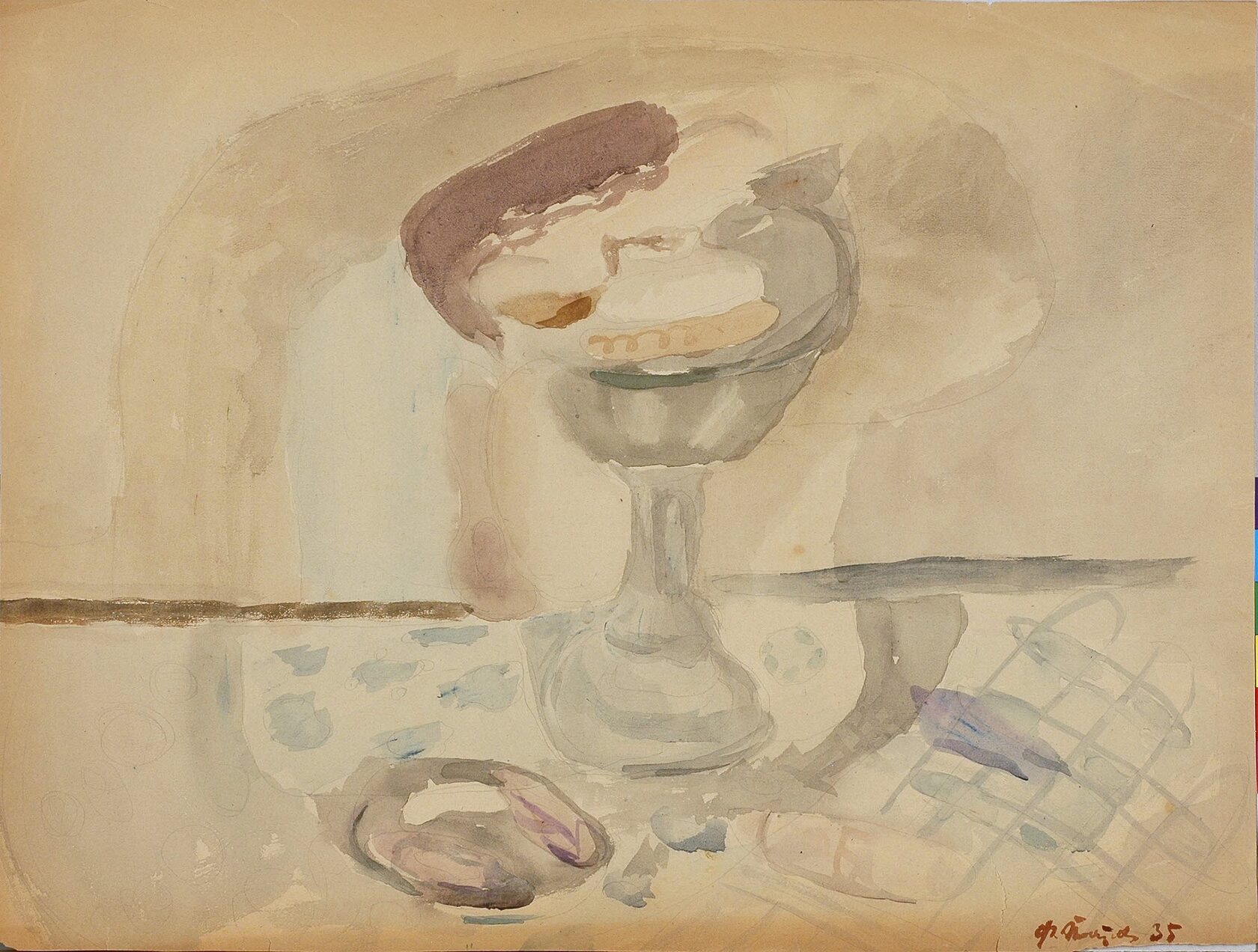 Платов Ф.Ф. Натюрморт с пирожными в вазе. 1935