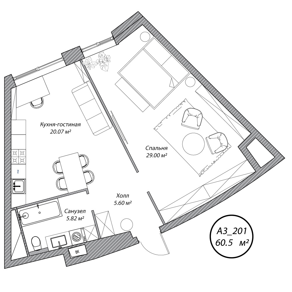 Планировка 2-комн.