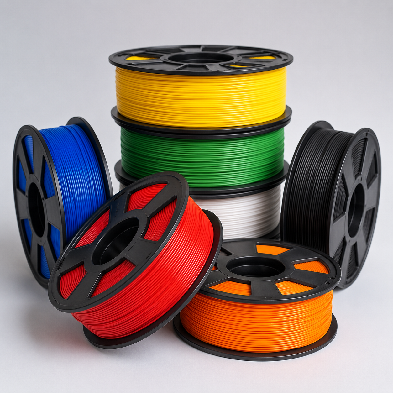 Катушка PLA-филамента разных цветов для 3D-печати