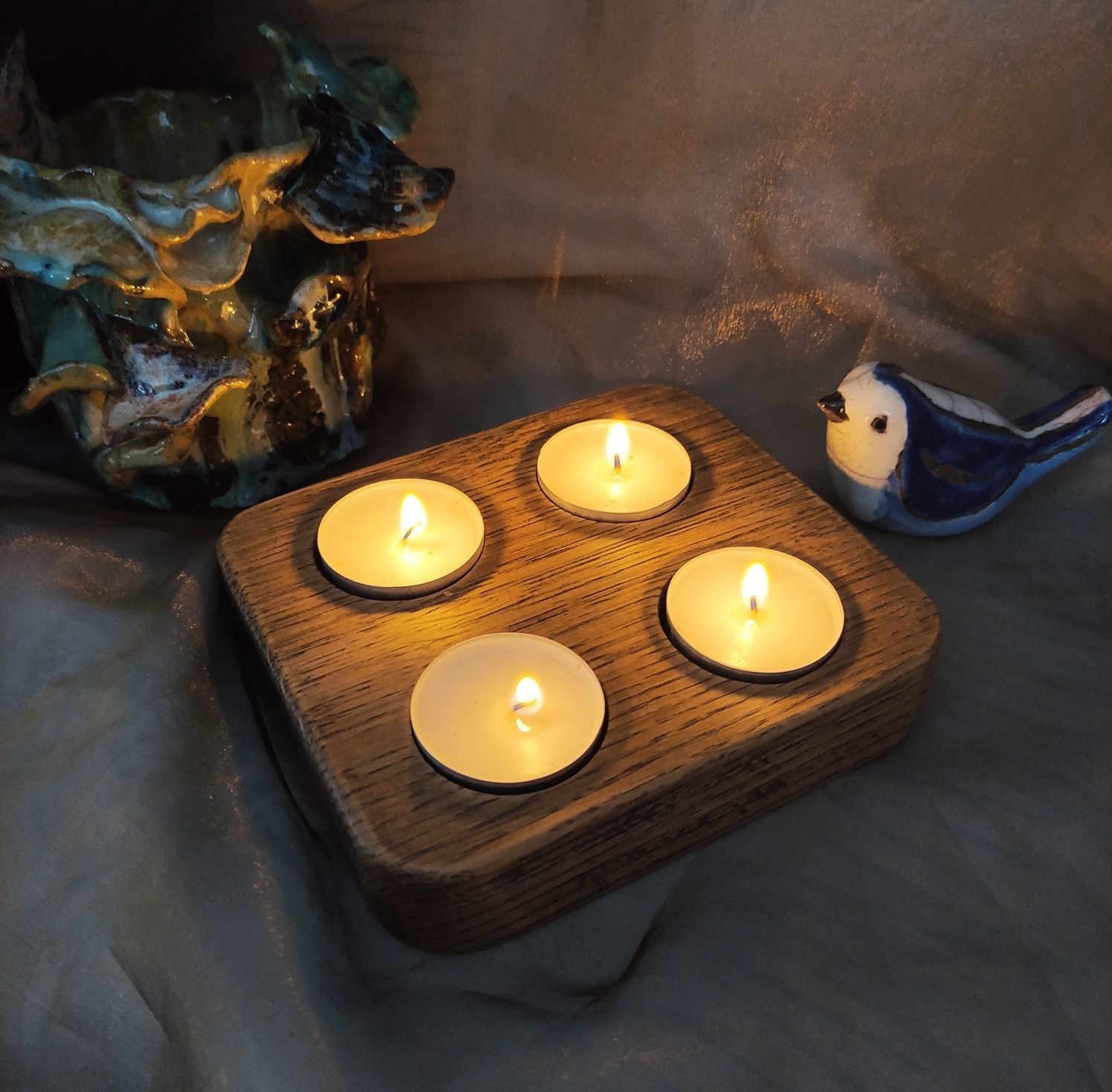подсвечник из дуба на 4 свечи