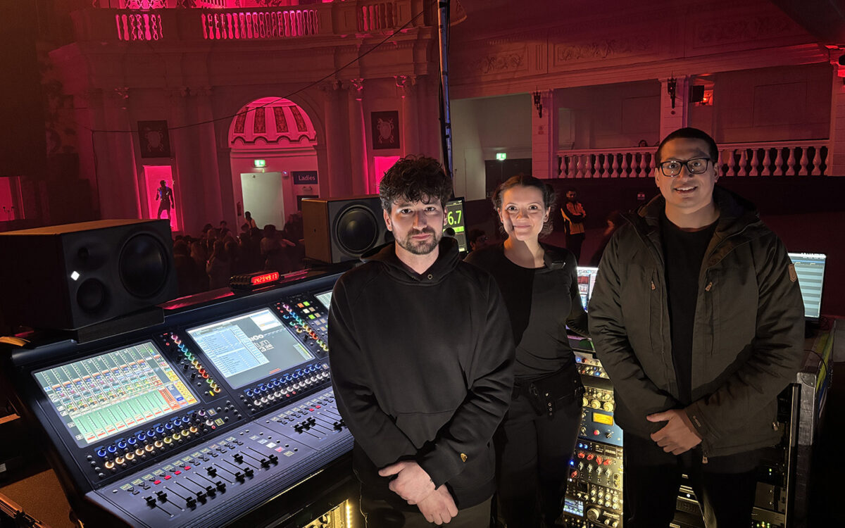 Schyler Blackman (monitor engineer), Shannon Fitzpatrick (audio tech), James Butera (FOH engineer)