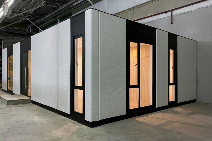 A prototype of Mighty Buildings’ two-bedroom, 864-square-foot Mighty Trio modular home, built with continuous glass fiber-reinforced, 3D-printed panels. Construction for Mighty Trio homes, and other homes available as part of the Mighty Kit System, are expected to begin by the end of this year. Photo Credit, all images: Mighty Buildings