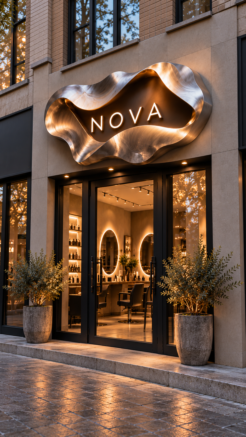 NOVA — скульптурная вывеска, вид фасада