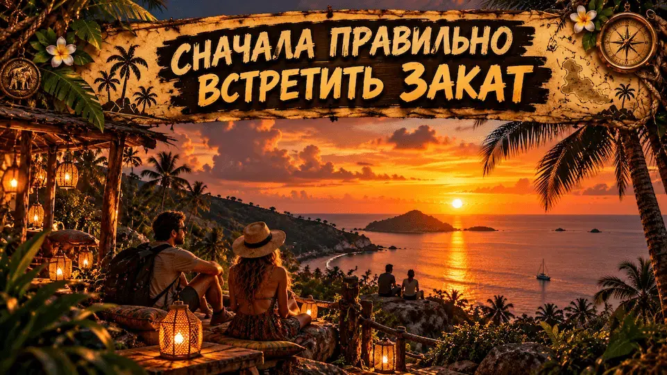 Закат на Самуи над морем на западном побережье острова