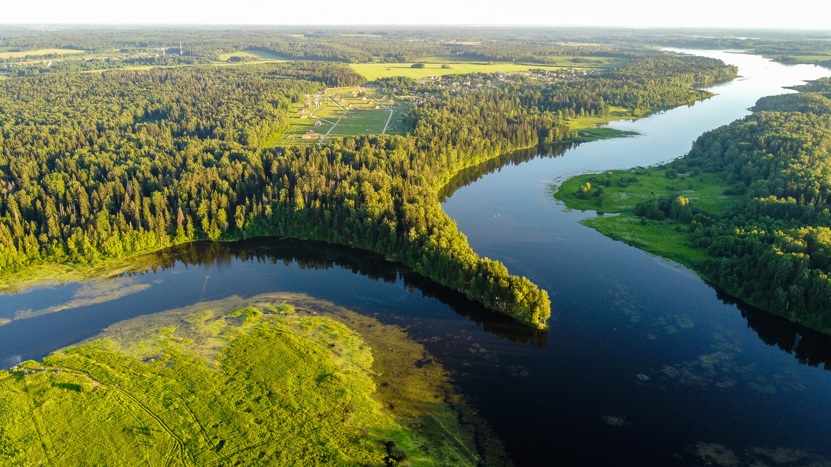 Утро на Озернинском водохранилище у «Ботаники»