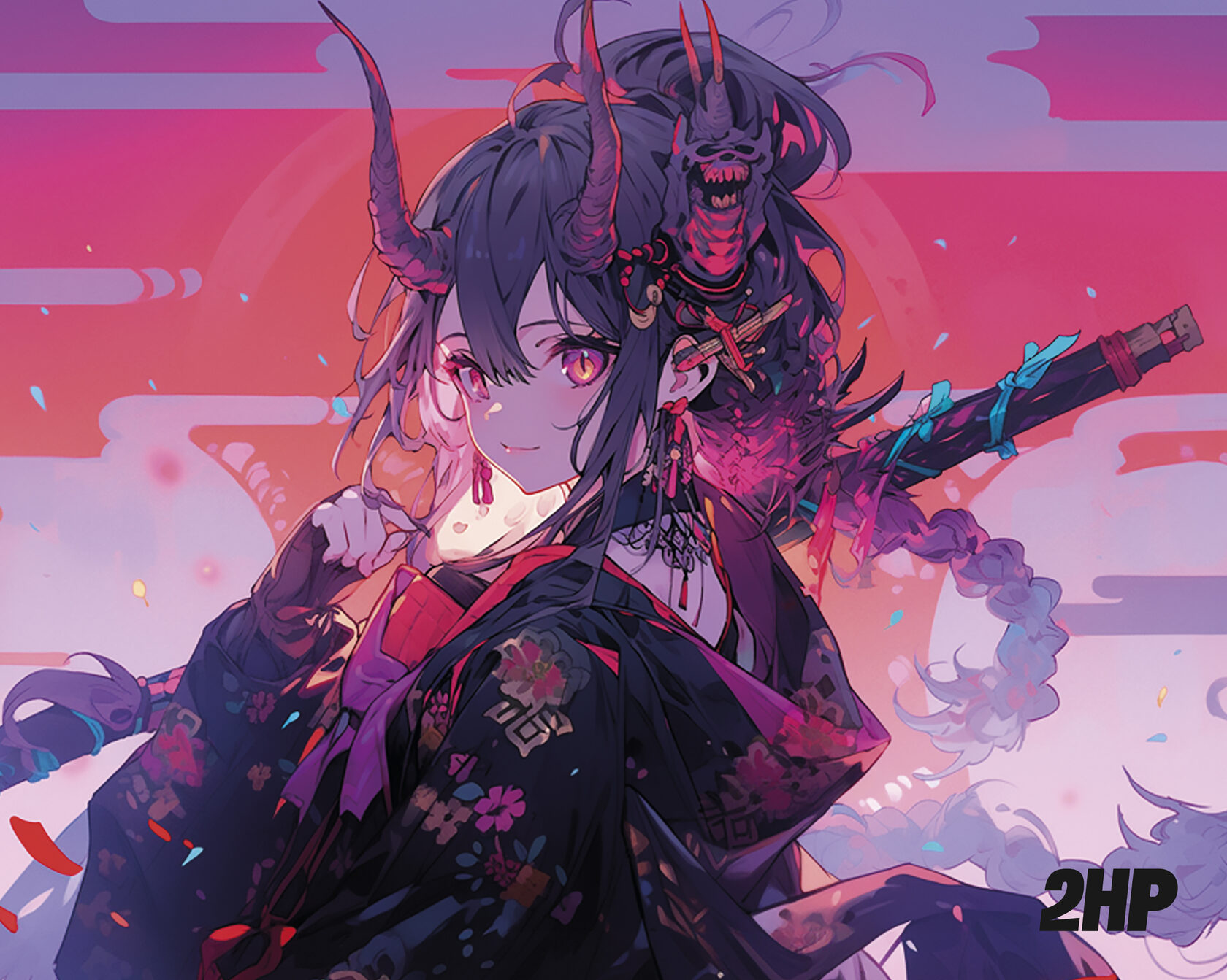 Коврик для мыши девочкой самураем, в стиле аниме