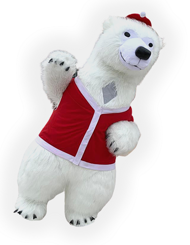 Заказать медведя поздравить. Ростовая кукла белый медведь. Белый мишка ростовая кукла. Белый медведь аниматор. Белый мишка аниматор.
