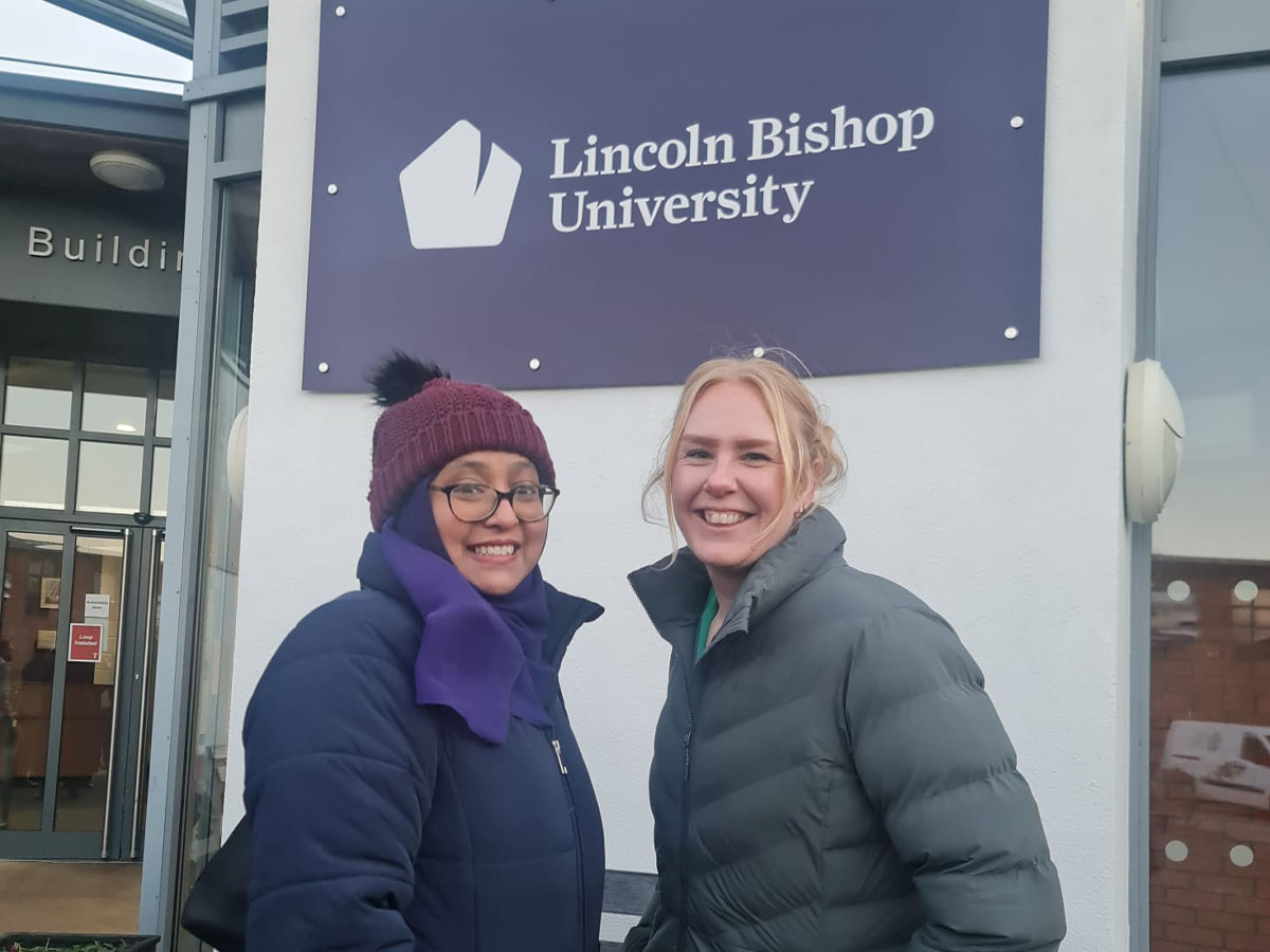 CEO Afsana from UK Bright Education with Kim from Lincoln Bishop University Admissions