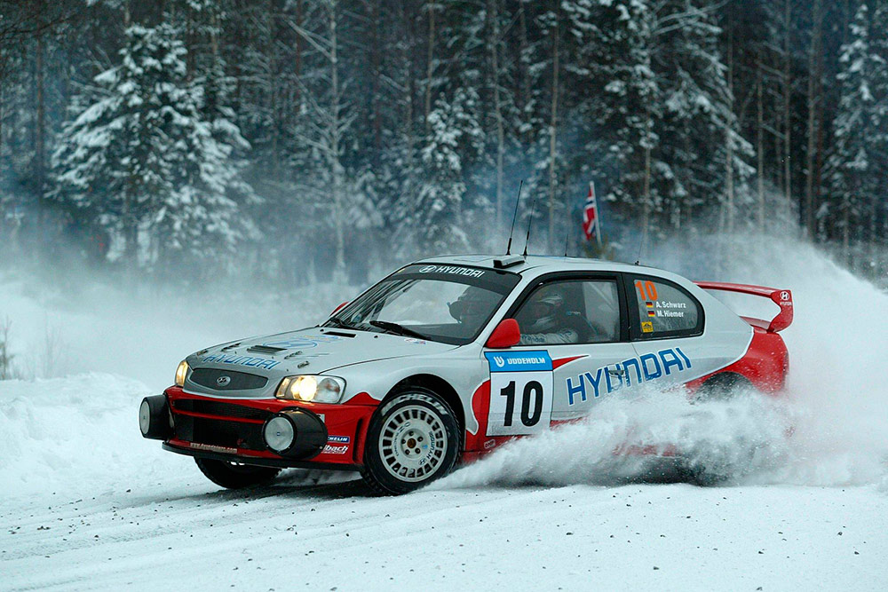 Армин Шварц и Манфред Химер, Hyundai Accent WRC3 (X24 HMC), ралли Швеция 2003