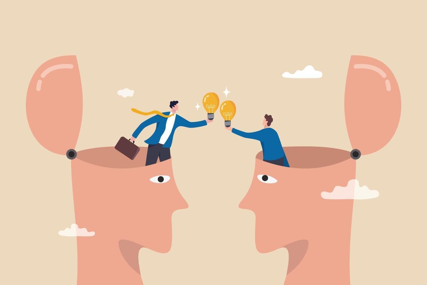 Психология соавторства, иллюстрация мозгового штурма двух людей. 