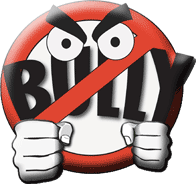The red circle with a white border that signifies &amp;quot;stop&amp;quot; with a face with bully written on it